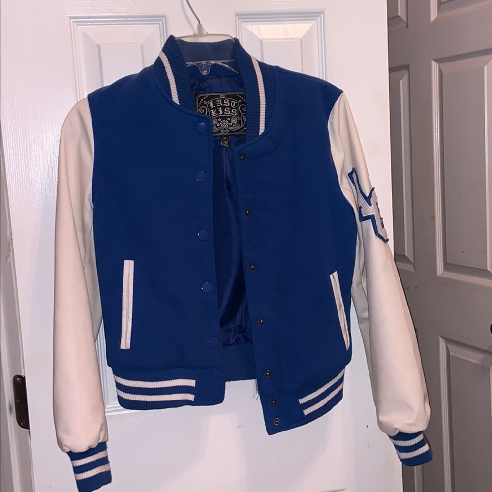 Blue women’s Leather men’s jacket
